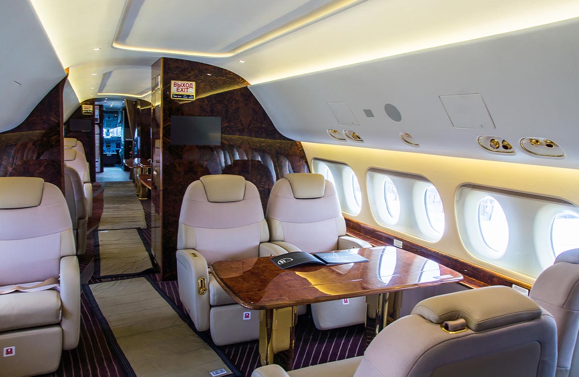 Luxury interior of a modern business jet 