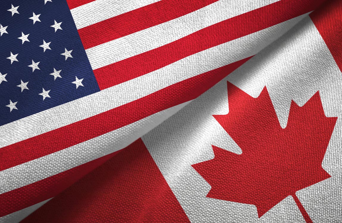 Flags of the United States and Canada 